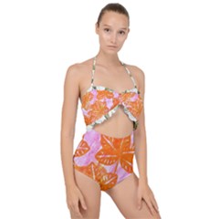 Colorful Scallop Top Cut Out Swimsuit by ginnyden