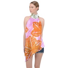 Colorful Halter Asymmetric Satin Top