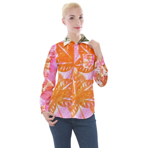 Colorful Women s Long Sleeve Pocket Shirt by ginnyden