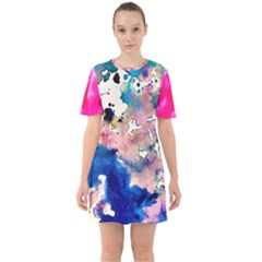 Complementary Contrast Sixties Short Sleeve Mini Dress