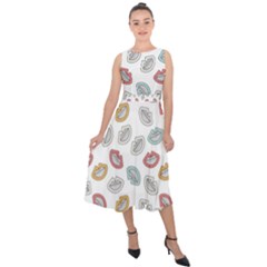 Happy Doodle Laugh Midi Tie-back Chiffon Dress by tmsartbazaar