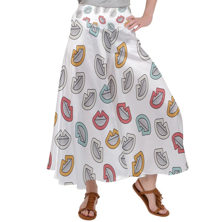 Happy Doodle Laugh Satin Palazzo Pants