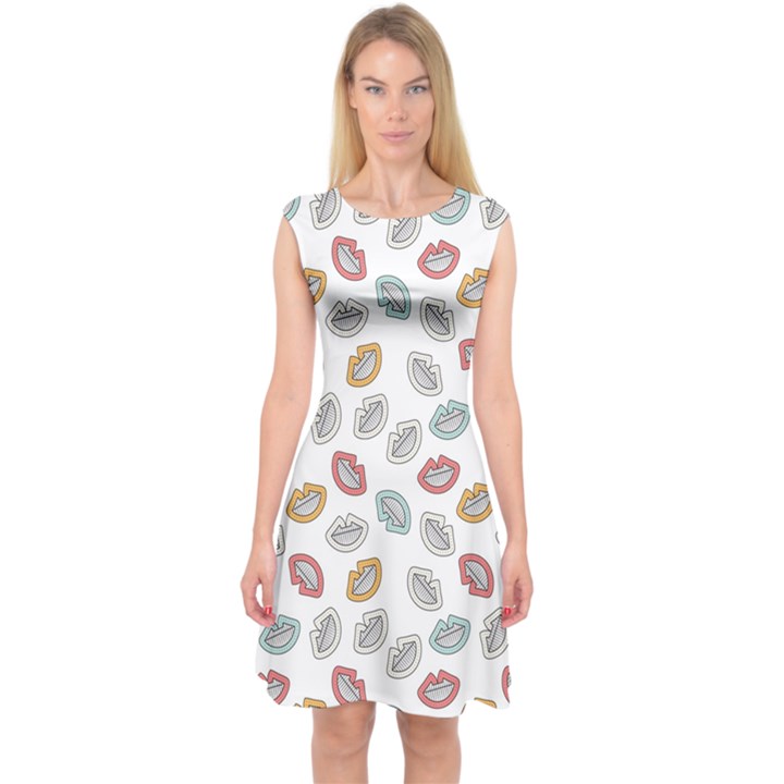 Happy Doodle Laugh Capsleeve Midi Dress