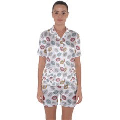 Happy Doodle Laugh Satin Short Sleeve Pyjamas Set by tmsartbazaar