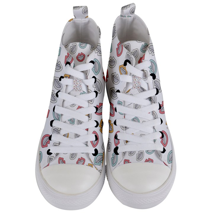 Happy Doodle Laugh Women s Mid-Top Canvas Sneakers