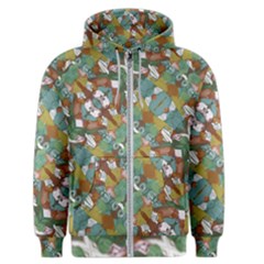 Multicolored Collage Print Pattern Mosaic Men s Zipper Hoodie