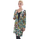 Multicolored Collage Print Pattern Mosaic Hooded Pocket Cardigan View1