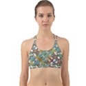 Multicolored Collage Print Pattern Mosaic Back Web Sports Bra View1