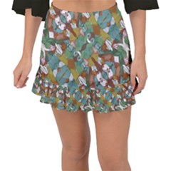 Multicolored Collage Print Pattern Mosaic Fishtail Mini Chiffon Skirt by dflcprintsclothing