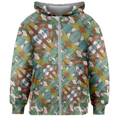 Multicolored Collage Print Pattern Mosaic Kids  Zipper Hoodie Without Drawstring