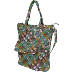 Multicolored Collage Print Pattern Mosaic Shoulder Tote Bag