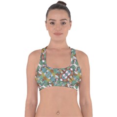 Multicolored Collage Print Pattern Mosaic Cross Back Hipster Bikini Top  by dflcprintsclothing