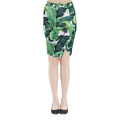 Tropical Banana Leaves Midi Wrap Pencil Skirt by goljakoff