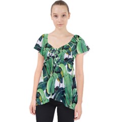 Tropical Banana Leaves Lace Front Dolly Top by goljakoff