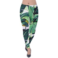 Tropical Banana Leaves Velvet Leggings by goljakoff