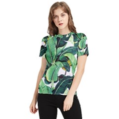 Tropical Banana Leaves Women s Short Sleeve Rash Guard by goljakoff