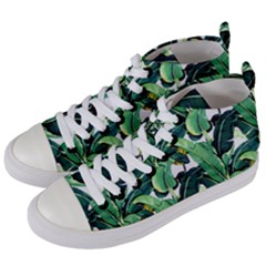 Tropical Banana Leaves Women s Mid-top Canvas Sneakers by goljakoff