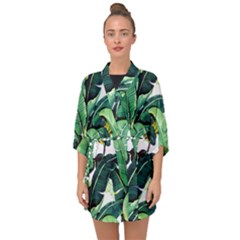 Tropical Banana Leaves Half Sleeve Chiffon Kimono by goljakoff