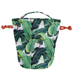 Tropical Banana Leaves Drawstring Bucket Bag by goljakoff