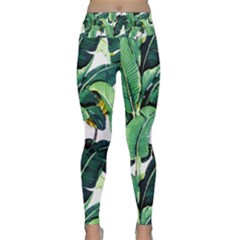 Tropical Banana Leaves Lightweight Velour Classic Yoga Leggings by goljakoff