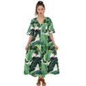 Tropical banana leaves Kimono Sleeve Boho Dress View1