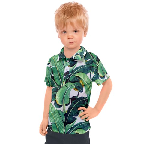 Tropical Banana Leaves Kids  Polo Tee by goljakoff