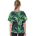 Night tropical banana leaves V-Neck Dolman Drape Top View2