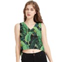 Night tropical banana leaves V-Neck Cropped Tank Top View1