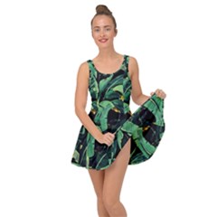 Night Tropical Banana Leaves Inside Out Casual Dress