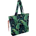 Night tropical banana leaves Drawstring Tote Bag View2