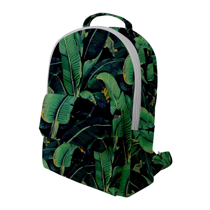 Night tropical banana leaves Flap Pocket Backpack (Large)