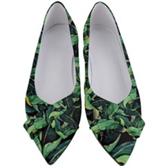 Night Tropical Banana Leaves Women s Bow Heels by goljakoff