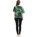 Night tropical banana leaves One Shoulder Cut Out Tee View2