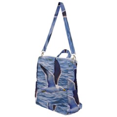 Seagull Flying Over Sea, Montevideo, Uruguay Crossbody Backpack by dflcprintsclothing