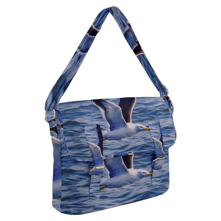 Seagull Flying Over Sea, Montevideo, Uruguay Buckle Messenger Bag