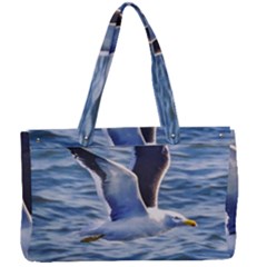 Seagull Flying Over Sea, Montevideo, Uruguay Canvas Work Bag by dflcprintsclothing