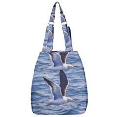 Seagull Flying Over Sea, Montevideo, Uruguay Center Zip Backpack by dflcprintsclothing