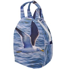 Seagull Flying Over Sea, Montevideo, Uruguay Travel Backpacks by dflcprintsclothing