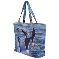 Seagull Flying Over Sea, Montevideo, Uruguay Zip Up Canvas Bag by dflcprintsclothing