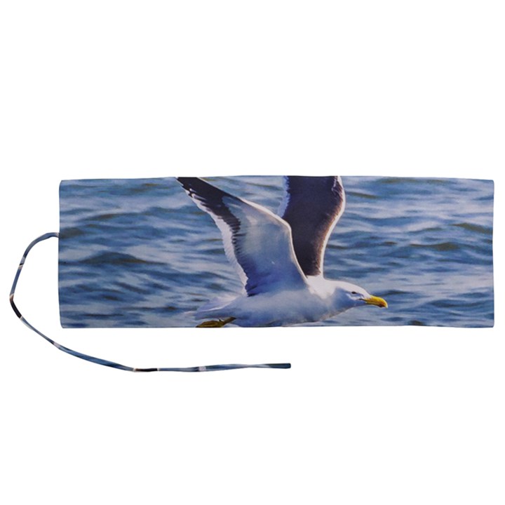 Seagull Flying Over Sea, Montevideo, Uruguay Roll Up Canvas Pencil Holder (M)