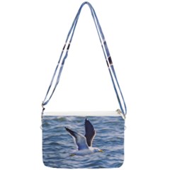 Seagull Flying Over Sea, Montevideo, Uruguay Double Gusset Crossbody Bag by dflcprintsclothing