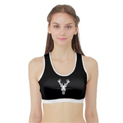 Tribal Buck Black And White Silhouette Sports Bra With Border by WayfarerApothecary