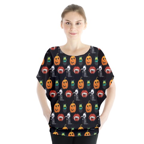 Halloween Batwing Chiffon Blouse by Sparkle