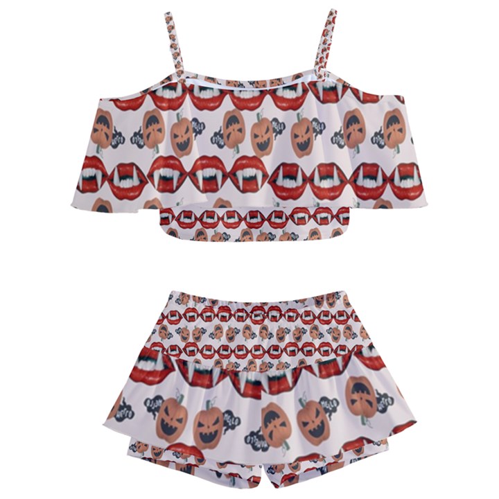 Halloween Kids  Off Shoulder Skirt Bikini