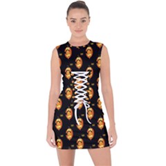 Halloween Lace Up Front Bodycon Dress by Sparkle