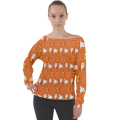 Halloween Off Shoulder Long Sleeve Velour Top by Sparkle