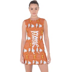 Halloween Lace Up Front Bodycon Dress by Sparkle