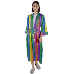 Colorful Spongestrips Maxi Satin Kimono by Sparkle