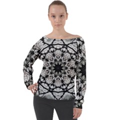 Evil Mandala  Off Shoulder Long Sleeve Velour Top by MRNStudios