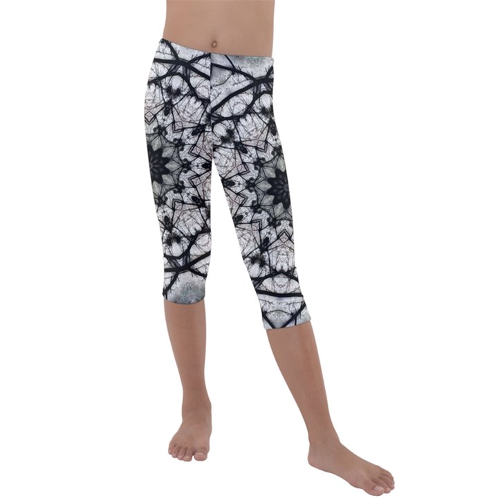 Evil Mandala  Kids  Lightweight Velour Capri Leggings 